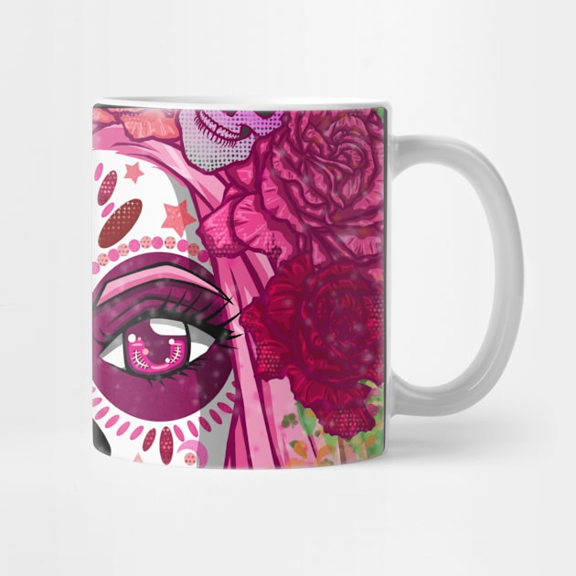 Pink Queen Sugar Skull bloom by Artimas Studio